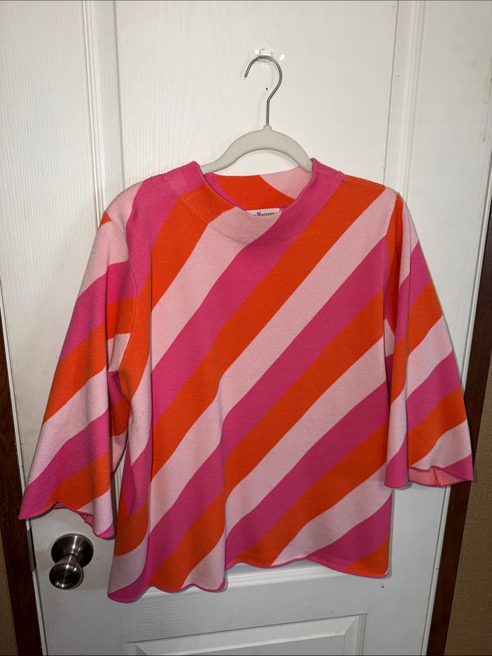 Girls' Diagonal Stripe Sweater Top in Pink & Orange